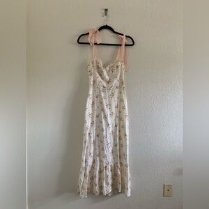 Reformation | Dresses | Reformation Vale Linen Dress Mildred White Floral  Tie Ribbon Midi Size 2 | Poshmark